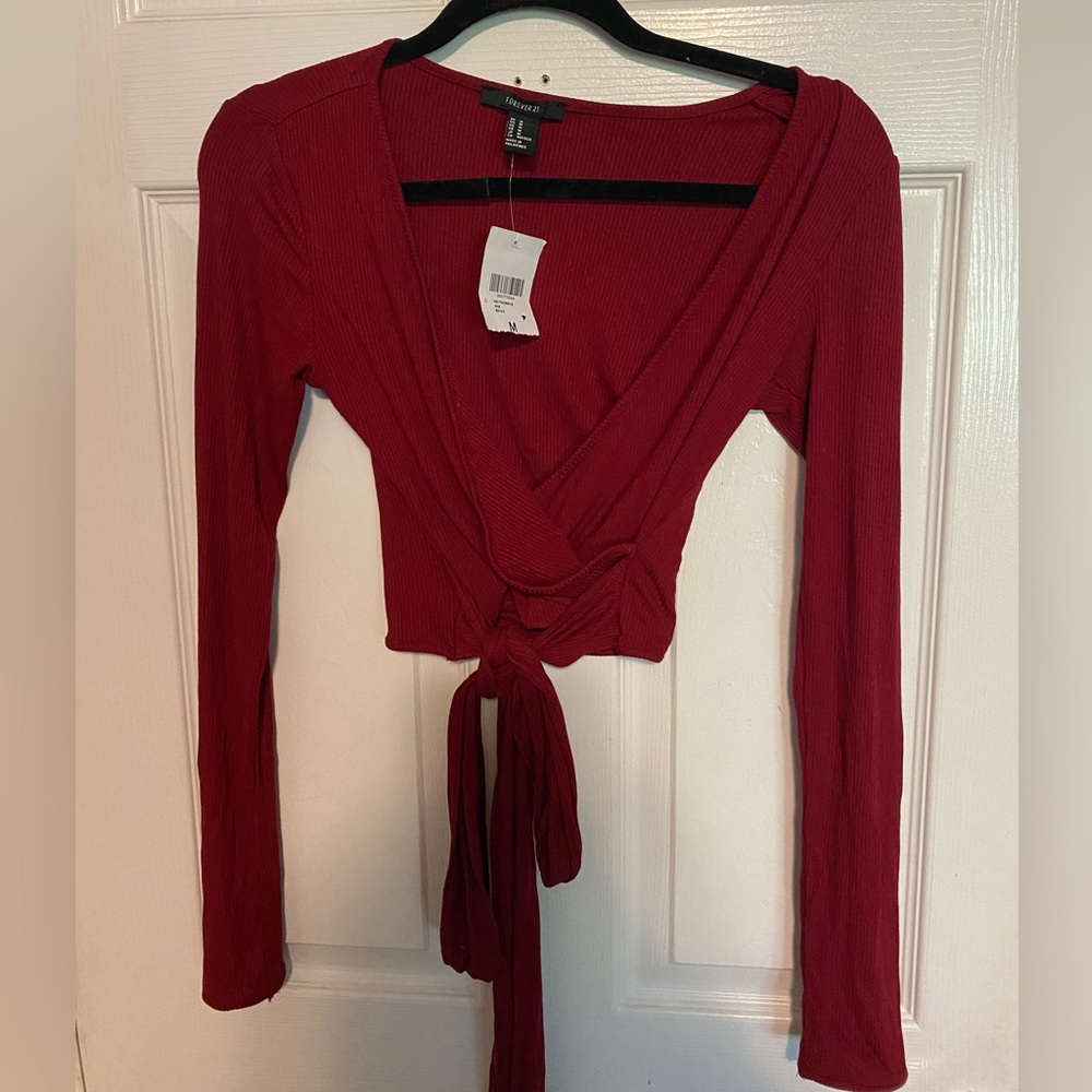 BNWT Cross Front Ribbed Crop Top